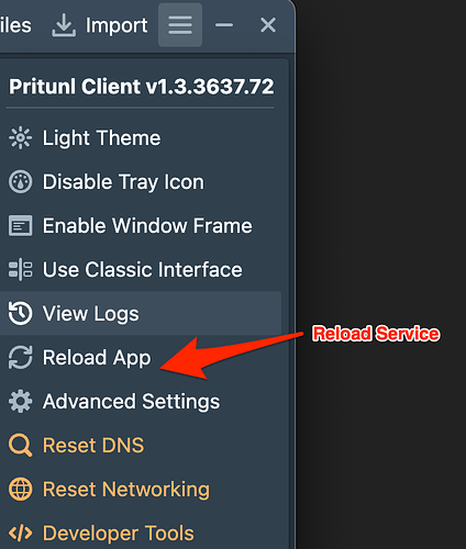 Service Reload Option